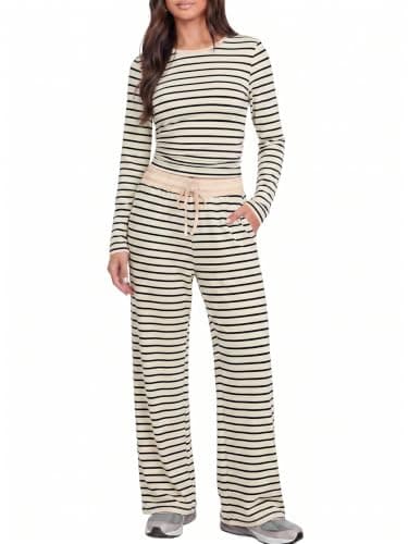 Casly Lamiit Women's 2 Piece Outfits Long Sleeve Pajama Sets Lounge Wear - Image 1