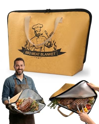 Elviros Travel BBQ Blanket for Resting Meat, Smoker Insulated Brisket Bag for Brisket/Beef/Turkey, Wide Mouth Design for Briskets, Smoker Accessories Gifts for Men, Dad, BBQ Lovers (24in, Brown)