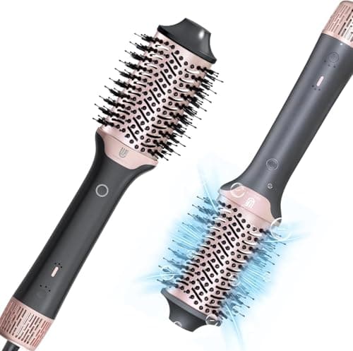 2-in-1 Blow Dryer Brush & Hair Straightener, Ionic & Ceramic Thermal Brush with Adjustable Heat & Cool Shot, 110000 RPM Motor High-Speed Motor for Frizz-Free, Smooth & Voluminous Hair, Gray