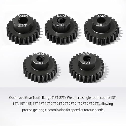 0.5M Pinion Gear 25T Hardened Steel 3.175mm Bore with 2.3mm Adapter, Precision Motor Gear for ARRMA 1/14 Typhon 1/16 Mojave 1/18 Granite, Losi 1/12, 0.5Mod Gear 13T-27T for HOBBYWING Motors - Thumbnail 3