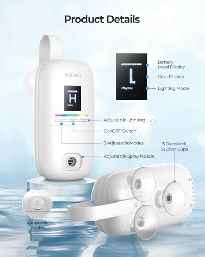 YUERO Bath Jets for Tub, Bath Jet or Bubble Mode, Cordless Waterproof Portable Bathtub Accessories with 3-Level Adjustable Speed, Bathtub Jets Massage for Home Spa, Travel Massage, Relaxing, Soothing - Thumbnail 3