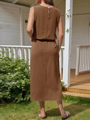 Wenrine Womens 2 Piece Skirt Sets Summer Crop Tank Tops Split Maxi Skirts Casual Beach Vacation Outfits Matching Set - Thumbnail 4