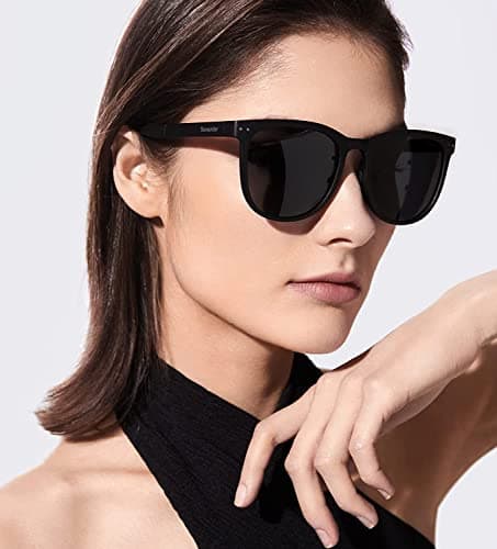 BENEUNDER Polarized Sunglasses for Men Women, Ultra Lightweight Folding Sunglasses, UV400 Protection Acetate Frame Sunglasses with Organizer, Black-23 - Thumbnail 2