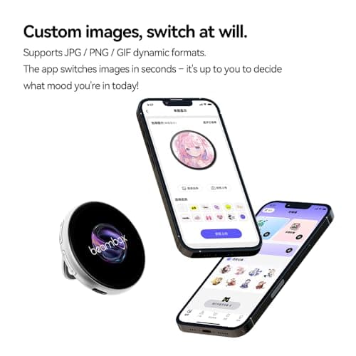 Boonitoflow Digital Badge with Magnetic Back, No-Hole Wearable LED Display, Photo GIF Video Screen, Bluetooth Custom Name Tag, Anime Cosplay Pixel Badge, Gift for Men Women - Thumbnail 5