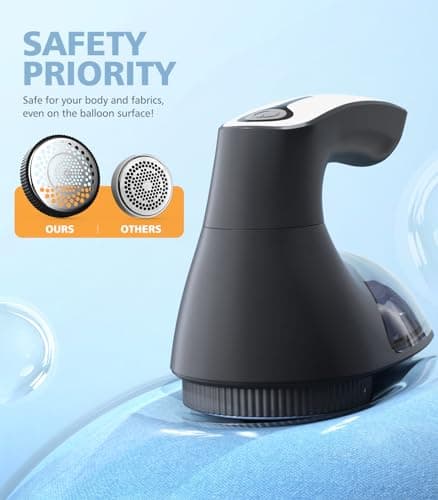 POPCHOSE Fabric Shaver, Rechargeable Lint Remover Defuzzer Sweater Shaver, Fuzz Remover for Clothes, Sweater, Furniture, Couch, Cashmere(Two 6-Leaf Blades Extra, Electrostatic Brush)… - Thumbnail 5