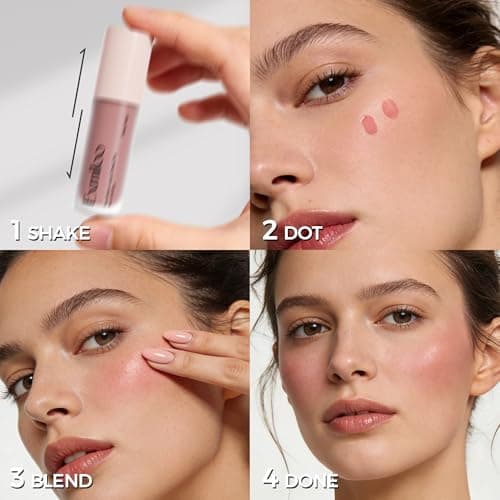 Exmiloo Liquid Blush for Cheeks, Lightweight Liquid Blush for a Natural Look, Buildable & Smooth Sheer Dewy Finish, Vegan & Cruelty-Free, Dewy Hope - Thumbnail 5