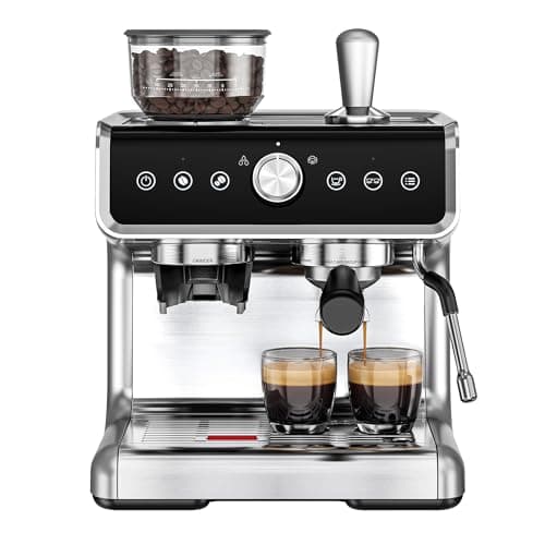 EUHOMY Espresso Machine with Grinder, 20 Bar Coffee Maker with Milk Frother Steam Wand, Professional Expresso Coffee Machines with Removable Water Tank, Latte & Cappuccino Machine for Home Barista - Image 1