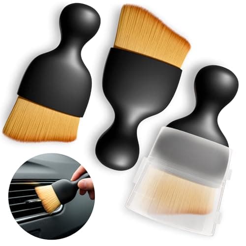 3Pcs Car Detailing Brush Set – Curved Radian Design Car Cleaning Brush Interior Kit with Soft Bristles, Transparent Case, Sturdy Plastic Handle, Waterproof Auto Detailing Brushes for Versatile Use - Image 1