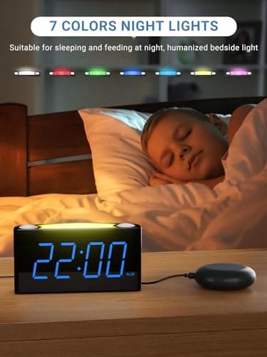 PPLEE Super Loud Alarm Clock for Heavy Sleepers Hearing Impaired Deaf,Vibrating Alarm Clock with Bed Shaker,Big Display Alarm Clock for Bedroom,5 Dimmer,Night Light,USB/Type-C Charger,Power-off Memory - Thumbnail 5