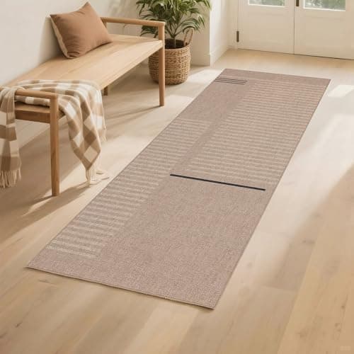 Arvenchy Easy Jute Rug 2x6: Indoor Outdoor Natural Boho Area Rugs for Hallway Patio Non Slip - Farmhouse Neutral Contemporary Carpet Mat for Entryway Kitchen Laundry Room Bedroom Washable