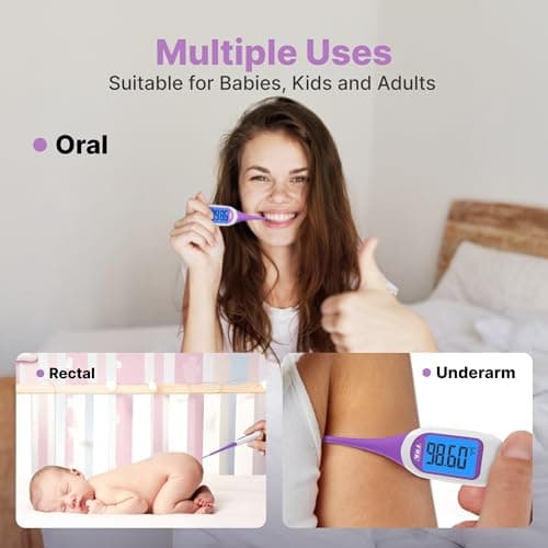 FDK Basal Body Thermometer for Ovulation, Large Dual-Color Backlit Display & 1/100th Degree High Precision, Accurate BBT Thermometer with Memory Recall Fertility Thermometer for Women Natural Tracking - Thumbnail 6