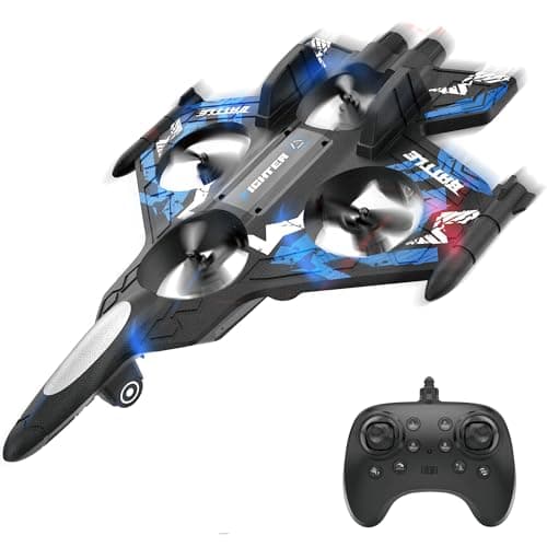 BEZGAR Drones for Kids | 2.4GHZ RC Plane | Remote Control Airplane, Mini Stunt Plane Helicopter, 360° Flip Fighter Jet Toy with Colorful LED Navigation Lights Blue, Toys for ages 8-13 - Image 1