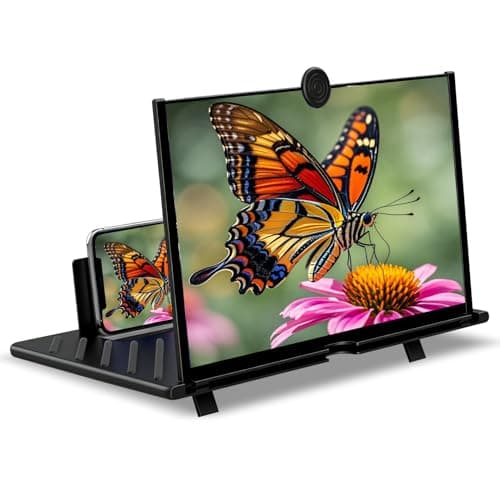 20" Phone Screen Magnifier, Screen Amplifier 3D HD Screen Projector with Foldable Stand, Phone Screen Magnifier for Watching Movies, Videos, Games and Reading, Compatible with All Phones (Black)