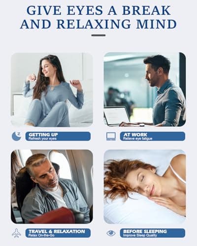 Cordless Heated Eye Mask for Dry Eyes, Blocking Light Sleeping Mask Warm Eye Compresses Electric Heating Pad for Stye Eye Treatment Blepharitis Sinus Migraine Gifts for Woman Man - Thumbnail 6