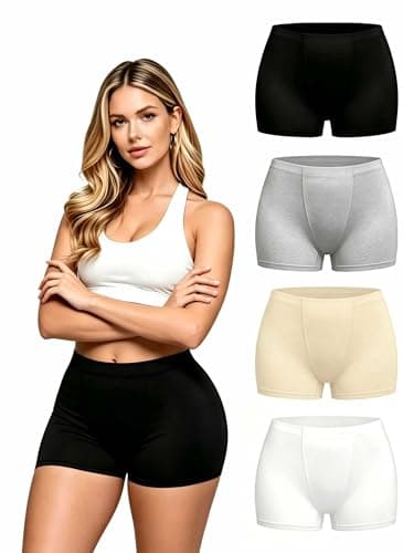 Nexgenz Cotton Boyshorts Underwear for Women, 2-Inch Leg Boxer Briefs, Anti Chafing Soft Stretchy Full Coverage No Wedgies 4 Pack - Image 1