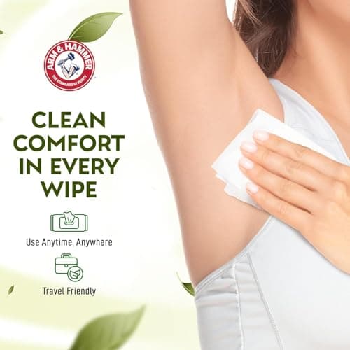 Arm and Hammer 3 Pack Face and Body Wipes for Adults - Deodorant Towelettes 90 Sheets for Women - Shower Wipes for Traveling, Camping, Gym, and Bathing - Alcohol-Free Face Sheets (Simply Fresh) - Thumbnail 3