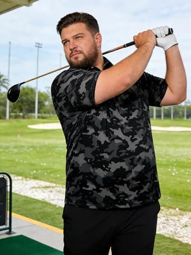uideazone Men's Big and Tall Performance Polo Shirt - Moisture Wicking Dry Fit Golf Shirts, Wrinkle-Free Business Casual Short Sleeve Top for Men,Camo, XL - Thumbnail 4