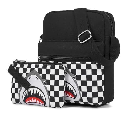 WOOMADA 2pcs Canvas Bag Crossbody Purses Cross Body Bag Messenger Bag CrossBody Purse Set(Shark Night) - Image 1