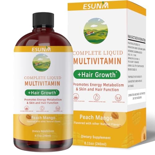 ESUNM Complete Liquid Multivitamin + Hair Growth, Promotes Energy Metabolism& Skin and Hair Function| Vitamin C D | B Vitamins | Help to Thicker Hair, Wrinkles, Fine Lines, Skin Care - Image 1