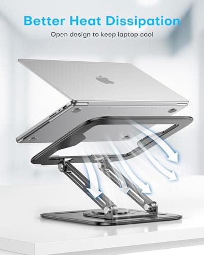 LOXP Adjustable Laptop Stand, Computer Stand with 360 Rotating Base, Ergonomic Laptop Riser Mount for Desk Foldable Protable Computer Desk Fits with MacBook Pro Air (10-16") - Black - Thumbnail 5