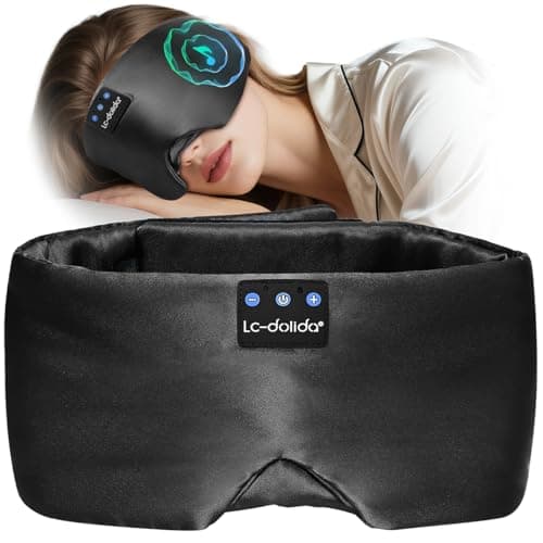 LC-dolida Luxurious Silk Soft Sleep Mask, Sleep Headphones with Bluetooth 5.4 for Side Sleeper, Total Blackout Eye Sleeping Mask for Women and Men, Ideal Gift for Restful Sleep, Travel(Black) - Image 1