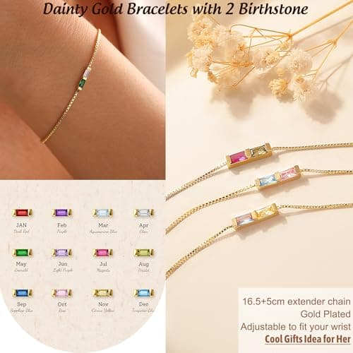 January Birthday Gifts for Women, September Birthstone Bracelets for Women Dainty Gold Bracelet with Sapphire Garnet Best Friend Birthday Gifts Stocking Stuffers for Wife Daughter Granddaughter Niece Christmas Jewelry - Thumbnail 3
