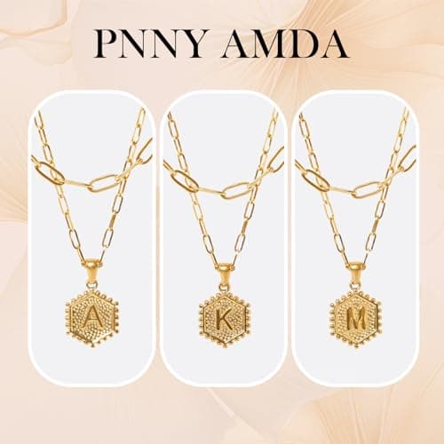 PNNY AMDA Initial Necklace for Women: 18K Gold Plated Paperclip Chain Layering Letter Name Pendant – Layered Necklace Trendy Jewelry Gifts (K) XL-SLTZM-K - Thumbnail 5
