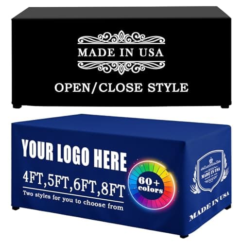 YOUYINYOU Shipping Next Day Custom Table Cloth with Logo Image Text 4/5/6/8/10FT for Business Tradeshow Events Company School Shop Other Important Events (108" L x 63" W) - Image 1