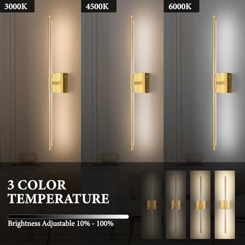 SAIMAND Wireless Sconces Set of 2 Battery Operated,8000mAh USB Rechargeable Wall Light with Remote Control,3000K-6000K LED Dimmable Wall Lamp for Living Room, Hallway, Bedroom (Gold) - Thumbnail 2