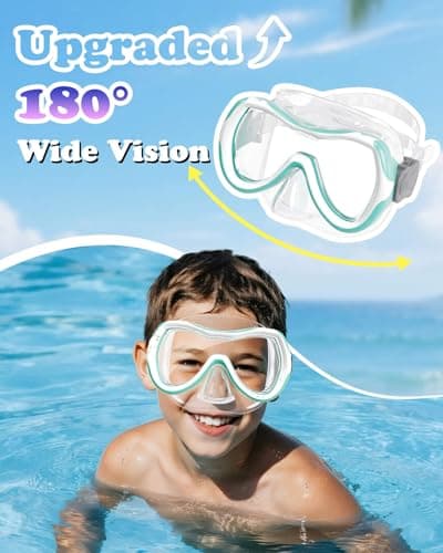 Aegend Kids Swim Mask Goggle, Swimming Goggles with Nose Cover Tempered Glass 180° HD Wide View - Thumbnail 3