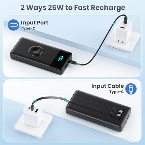 HETP Portable Charger 10800mAh QC4.0+PD 25W Fast Charging USB C Power Bank,6 Outputs LCD Display Travel Battery Pack Compatible with iPhone 16/15/14/13, Android etc - Thumbnail 6