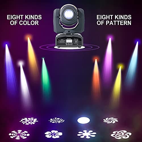 ZKYMZL 2 PCS 60W LED Moving Head DJ Lights - Professional Stage Lighting with 8 GOBOs & 8 Vivid Colors, Sound Activated, DMX512 Control - Perfect dj Lights for Parties, Weddings & More Events... - Thumbnail 2