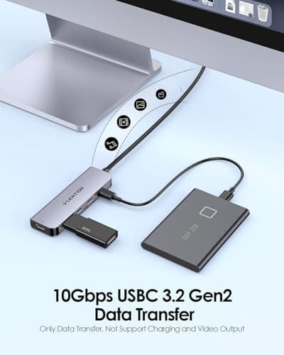 LENTION 4-Port USB C Hub with Long Cable 2FT, USB C Hub Multiport Adapter 4 x Type C 3.2 10Gbps, 100W PD Charging USBC Splitter, Compatible with 2025-2018 MacBook Pro/Air, 2026 MacBook Neo and More - Thumbnail 3