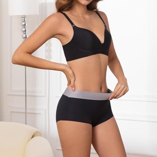 moonlight elves Womens Seamless Boy Shorts Underwear, No Show Boyshorts Panties For Women，Hipster Stretch Boxer Short Briefs Panty With Cotton Crotch 4 Pack, MultiPack, Size L - Thumbnail 2