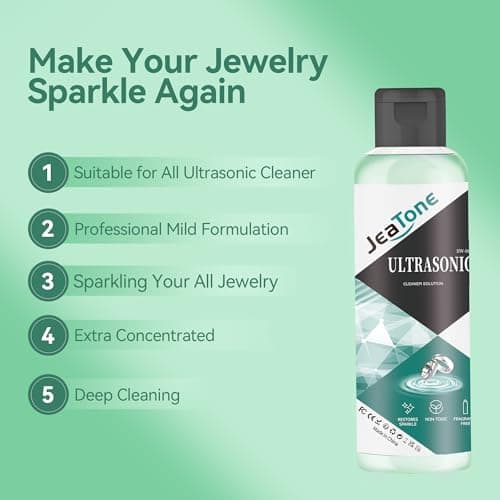 Ultrasonic Jewelry Cleaner Solution for Ultrasonic Cleaner Machine, Professional Cleaning of Jewelry, Diamonds, Gold, Silver, Remove Odors, Discoloration & Stains, Mint Scent, Green, 4oz - Thumbnail 3