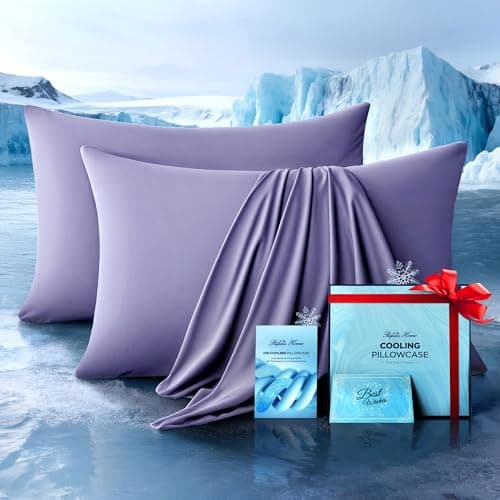 Ultra-Chill Cooling Pillowcase Set of 2 for Hot Sleepers, Softer Than Silk Pillow Cases for Protecting Hair & Skin, Breathable Bed Pillow Covers w/Zipper, Gifts for Women Men(Purple, Standard) - Image 1
