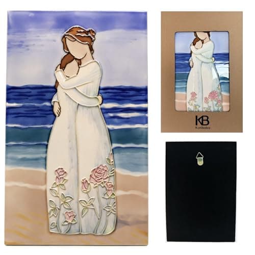 Kunibaka Gift for Daughter from Mom-Handmade 3D Embossed Ceramic Wall Art, Home Decor for Living Room & Tabletop, Birthday & Anniversary Present for New Mother Grandma. (Mother and Daughter) - Thumbnail 2