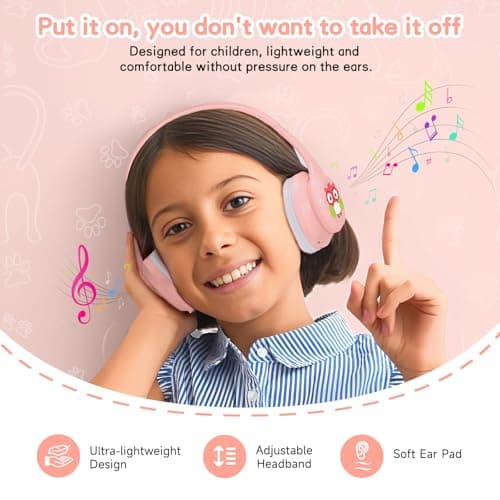 LOBKIN Active Noise Cancelling Headphones for Kids Bluetooth 5.4 Foldable Adjustable Over Ear Headphone Support Wireless or 3.5mm Wired Mode for Toddler & Girls & Boys Teens - Thumbnail 5