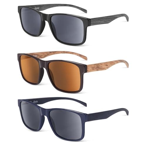 LADEESSE 3 Pack Reading Sunglasses For Men/Women - Fashion UV400 Sunglasses With Readers Built In Sun Outdoor Protection 1.25（No Bifocal）