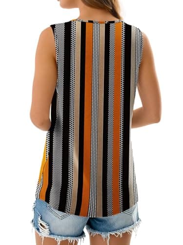 NORACORA Womens Summer Tank Tops Sleeveless T Shirt Casual Loose Fit Tunic Blouses Pattern Stripe Spot XL - Thumbnail 6