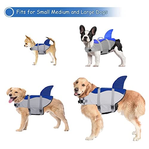 Dogcheer Dog Life Jacket Shark, Adjustable Dog Swim Life Vest for Swimming Boating with Superior Buoyancy & Rescue Handle, Ripstop Pet Float Vest Coat for Small Medium Large Dogs - Blue, S - Thumbnail 4