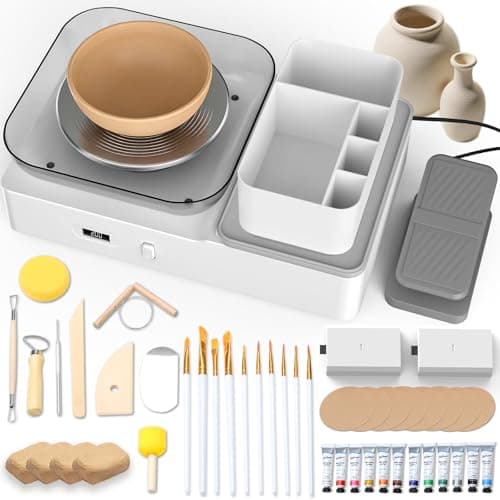 Skirfy Pottery Wheel for Adults Kids,Complete Pottery Set for Beginners with 6.3" Turntable with Two-Way Rotation,Craft Kits Toys Birthday Gifts for Boys Girls(White) - Image 1
