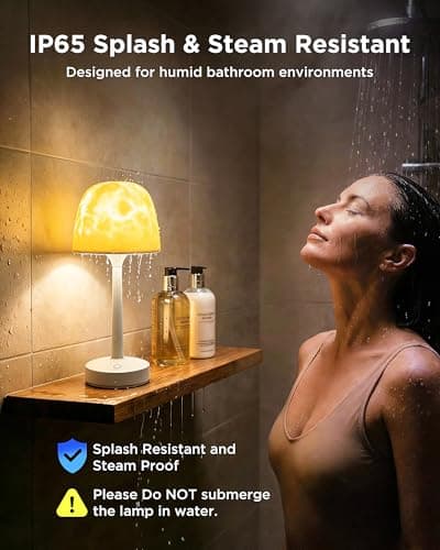 Beslike Waterproof Shower Lamp, Rechargeable Cordless Bathroom Light with Ocean Wave Projector, 16-Color Changing LED Mood Light with Touch & Remote Control for Bathtub, Spa and Bathroom Decor - Thumbnail 5