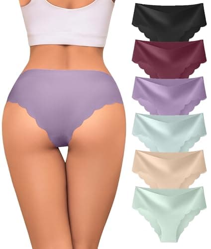 Riozz Sexy Seamless Underwear Wave Edge No Show Bikini Panties V-waist Ice Silk Hipster Lady Cheeky Invisibles Briefs 6 Pack - Image 1
