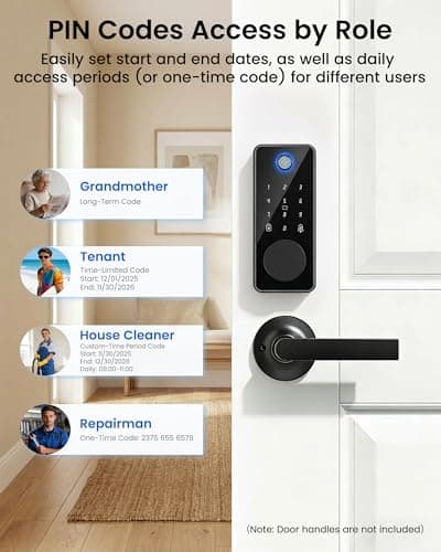 Smart Lock, Fingerprint Keyless Entry Door Lock App Control, Electronic Touchscreen Keypad, Auto Locking, IP54 Weatherproof, Easy Install Digital Deadbolt for Front Door - Thumbnail 6