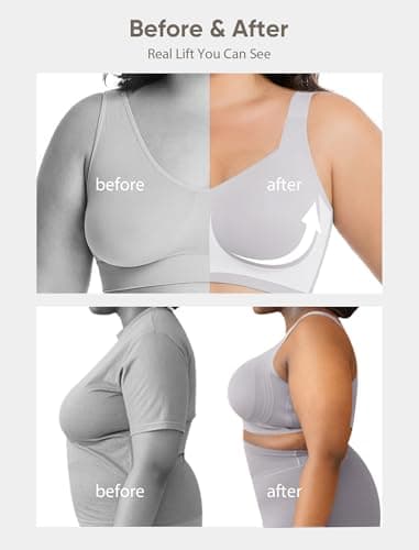 Easybunny Jelly Bras for Women Plus Size Minimizer No Underwire Supportive Full Coverage Wider Straps Seamless Tshirt Bra Light Purple 3XL - Thumbnail 5