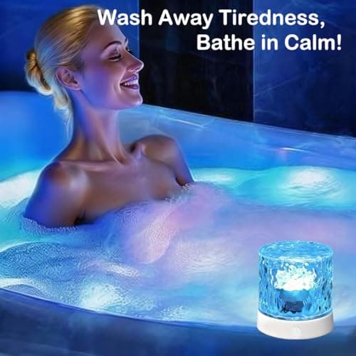 Rechargeable Shower Lights for Inside Shower-Ocean Wave Projector Light for Bathroom Bath Tub-Cordless LED Bathroom Lights 3D Water Ripple Light Ocean Lamp for Bathtub Relaxing Spa,Northern Aurora - Thumbnail 4