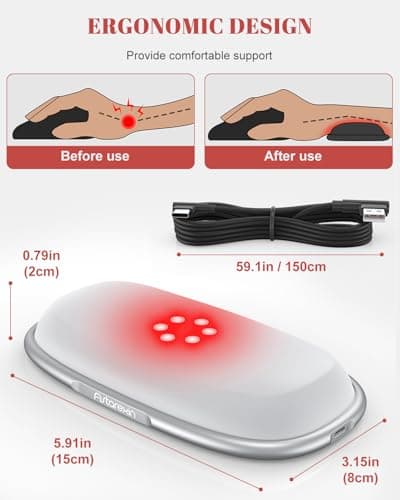 Astarexin Red Light Therapy Mouse Wrist Rest - 660nm+850nm Touch-Activated Near-Infrared Light for Hand, Ergonomic Design for Office/Gaming/Travel/Laptop - Thumbnail 6