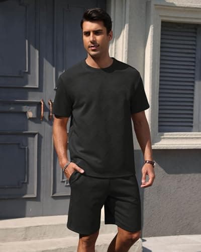 Aiyino Men’s 2-Piece T-Shirt & Shorts Set – Casual Track Suit for Summer - Thumbnail 4