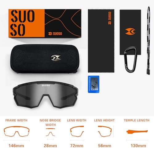 suoso Polarized Sports Sunglasses-Men-Women Cycling-Sunglasses: Running Sun Lightweight Sun Glasses UV Protection Fishing - Thumbnail 6